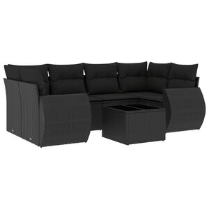 vidaXL sofas&aelig;t til haven 7 dele med hynder polyrattan sort