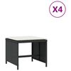 vidaXL haveskammel med hynder 4 stk. 40x40x35 cm polyrattan sort