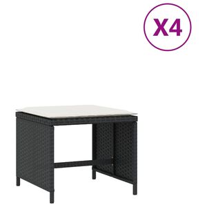 vidaXL haveskammel med hynder 4 stk. 40x40x35 cm polyrattan sort