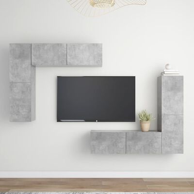 vidaXL tv-skabe 4 dele spånplade betongrå