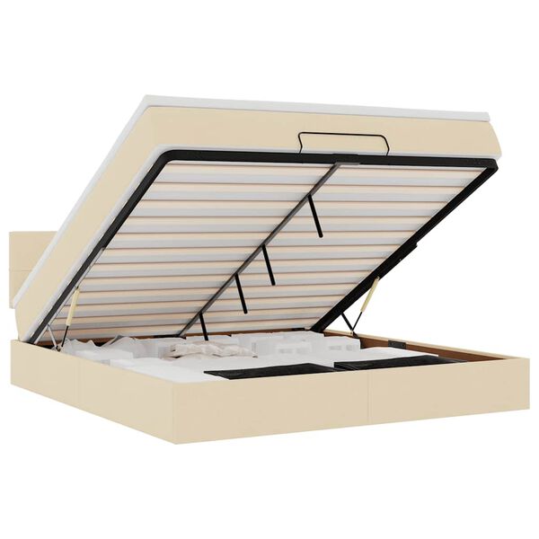 vidaXL osmannisk sengeramme med madras 160x200 cm stof cremefarvet