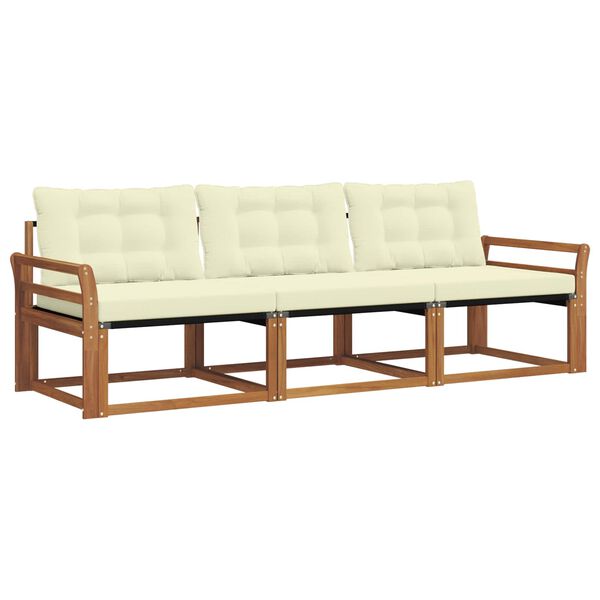 vidaXL Udend&oslash;rs sofagruppe med pude 3 pcs Naturlig og Fl&oslash;de