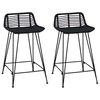 vidaXL Barb&aelig;nk 2 stk. Sort 44 x 45 x 76 cm Rattan og St&aring;l