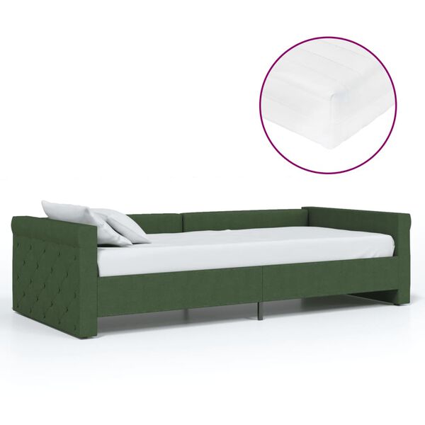 vidaXL daybed med madras og USB 90x200 cm stof m&oslash;rkegr&oslash;n