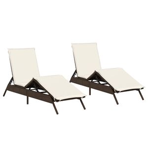 vidaXL liggestole 2 stk. med hynder polyrattan brun
