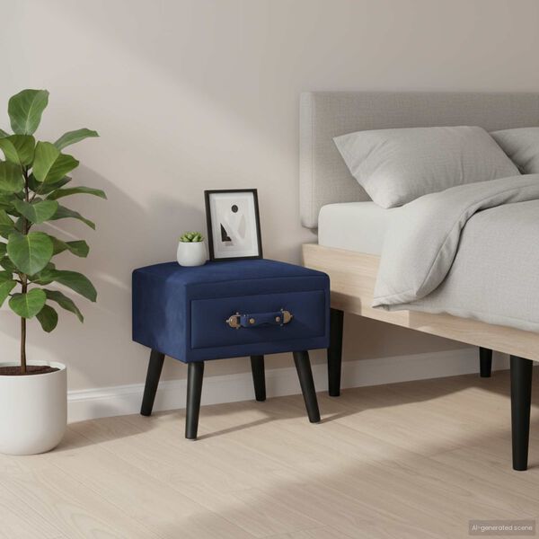 vidaXL sengeskabe 2 stk. 40 x 35 x 40 cm fløjl blå