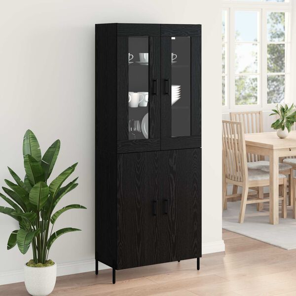 vidaXL Highboard Sort eg 69,5 x 34 x 180 cm Konstrueret tr&aelig;