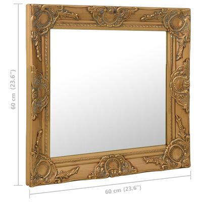 vidaXL vægspejl 60x60 cm barokstil guldfarvet