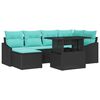 vidaXL Sofa S&aelig;t 7 stk. Sort og Bl&aring; Poly rattan