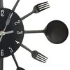 325163 vidaXL Wall Clock with Spoon and Fork Design Black 40 cm Aluminium