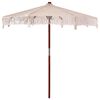 vidaXL Makrame Parasol 252.5 x 252.5 x 260 cm Bomuld og Teaktr&aelig;