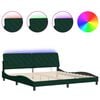 vidaXL sengeramme med LED uden madras 200x200 cm velour m&oslash;rkegr&oslash;n