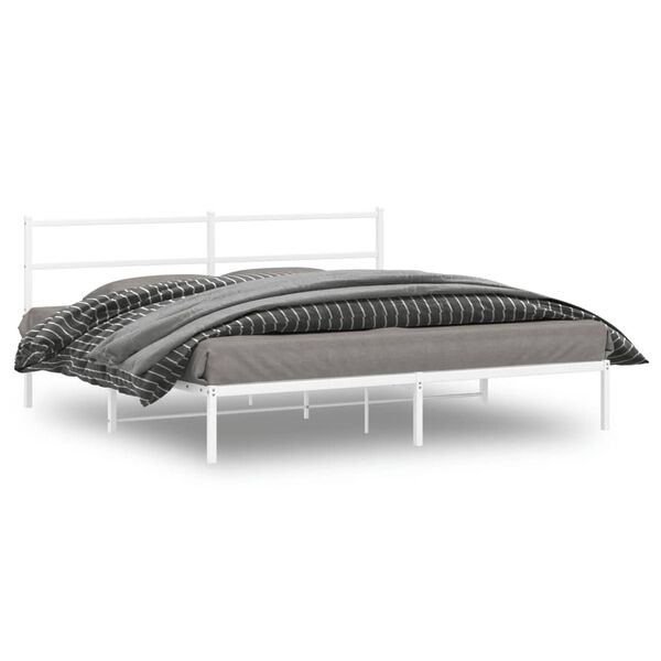 vidaXL sengeramme med sengegavl 183x213 cm metal hvid