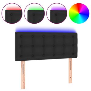 vidaXL sengegavl med LED-lys 80x5x78/88 cm kunstl&aelig;der sort