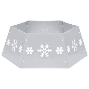 vidaXL skjuler til juletr&aelig;sfod &Oslash;68x25 cm s&oslash;lvfarvet og hvid