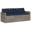 vidaXL 3-personers havesofa med hynder polyrattan gr&aring;