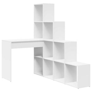 vidaXL Hj&oslash;rneskrivebord Hvid 101,5 x 149,5 x 149,5 cm Konstrueret tr&aelig;