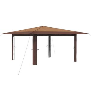 vidaXL Gazebo uden Sidev&aelig;g 4 x 4 m Beige og Brun