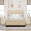 vidaXL LED Box Spring Bed med madras Creme 160 x 200 cm Stof
