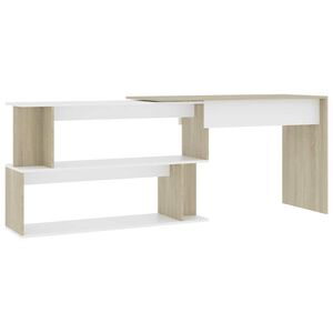 vidaXL skrivebord 200x50x76 cm konstrueret tr&aelig; hvid og sonoma-eg