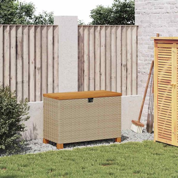 vidaXL opbevaringsboks til haven 80x40x48 cm polyrattan akacie beige