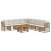 vidaXL Havesofa S&aelig;t 10 stk. Naturlig og Creme Hvid polyrattan