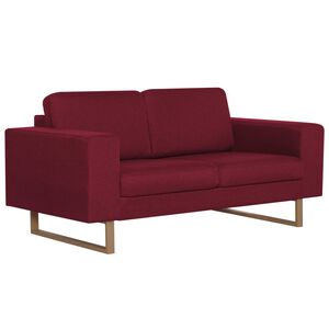 vidaXL 2-personers sofa i stof r&oslash;dvinsfarvet