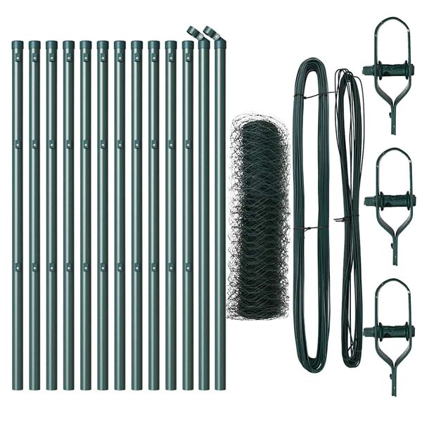 vidaXL Hegnspæl Grøn 25 x 0,6 m (36 mm mesh) Stål og PVC