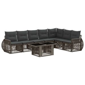 vidaXL Havesofa S&aelig;t 8 stk. Gr&aring; og M&oslash;rkegr&aring; polyrattan