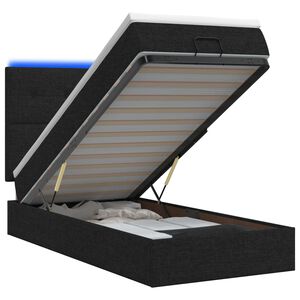 vidaXL Ottoman seng med madras og LED Sort 90 x 200 cm Stof