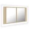 vidaXL badev&aelig;relsesskab m. spejl og LED-lys 80x12x45cm akryl sonoma-eg
