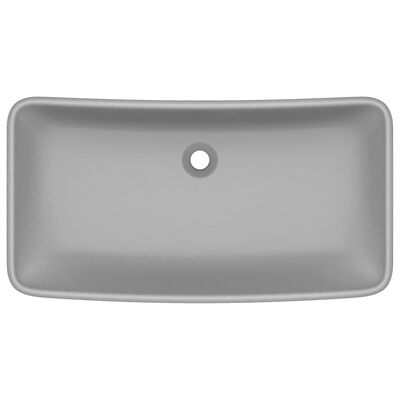 vidaXL luksuriøs håndvask 71x38 cm rektangulær keramik mat lysegrå