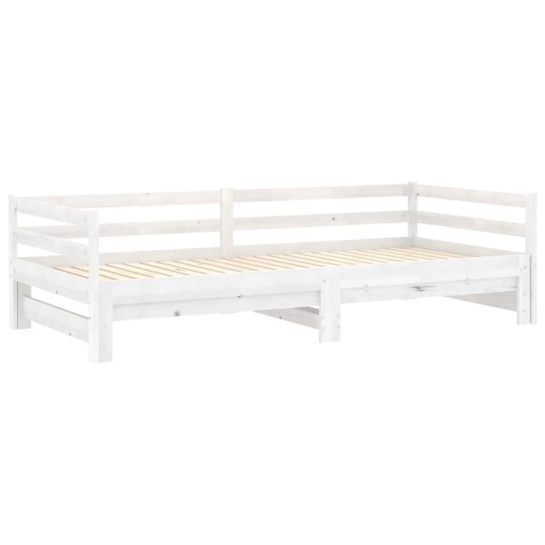 vidaXL daybed med udtræk 2x(90x200) cm massivt fyrretræ hvid