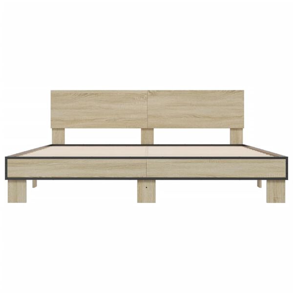 vidaXL sengestel 180x200 cm konstrueret tr&aelig; og metal sonoma-eg