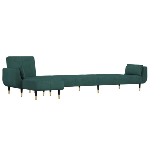vidaXL L-formet sovesofa 275x140x70 cm velour m&oslash;rkegr&oslash;n