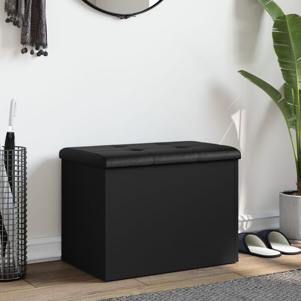 vidaXL opbevaringsb&aelig;nk 62x42x45 cm konstrueret tr&aelig; sort