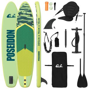 vidaXL SUP board med s&aelig;de 2-i-1 POSEIDON 305 x 76 x 15 cm Gr&oslash;n til