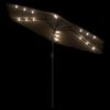 vidaXL haveparasol med LED-lys og st&aring;lstang 268x268x226 cm brun