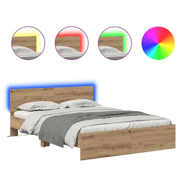 vidaXL Sengestel Artisan Egetr&aelig; 150 x 200 cm Konstrueret tr&aelig;