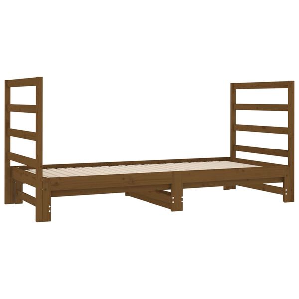 vidaXL daybed med udtr&aelig;k 2x(90x190) cm massivt fyrretr&aelig; gyldenbrun