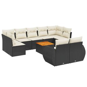 vidaXL sofas&aelig;t til haven 10 dele med hynder polyrattan sort