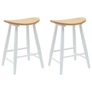 vidaXL Spisestole 2 stk. Massiv Gummitr&aelig; Hvid 46 x 37 x 63 cm