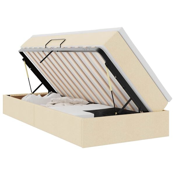 vidaXL Seng med opbevaring og madras Creme 90 x 190 cm Polyester