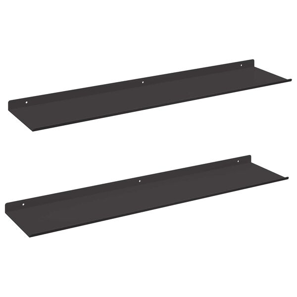 vidaXL Sv&aelig;vende hylde V&aelig;gmonteret 2 pcs Sort 80 x 18 x 2,5 cm St&aring;l