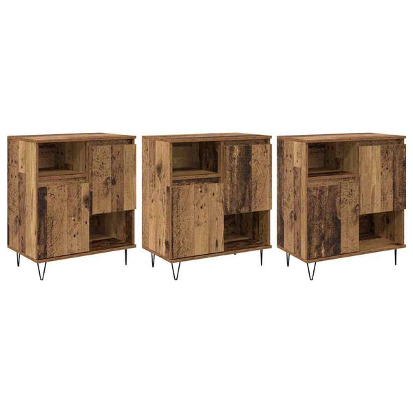 vidaXL Sideboard 3 pcs Gammelt tr&aelig; 60 x 35 x 70 cm