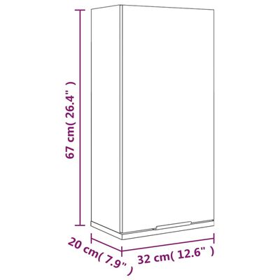 vidaXL væghængt badeværelsesskab 32x20x67 cm hvid