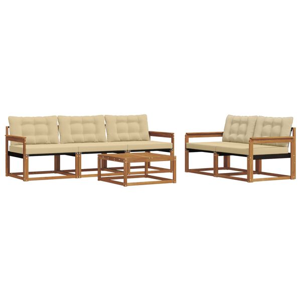 vidaXL Udend&oslash;rs sofagruppe med pude 6 pcs Naturlig og Beige