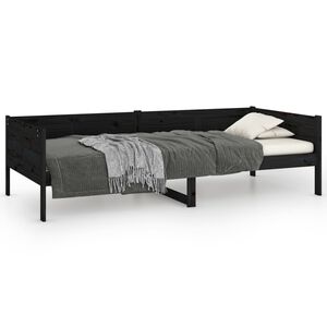 vidaXL daybed massivt fyrretr&aelig; sort 90x190 cm