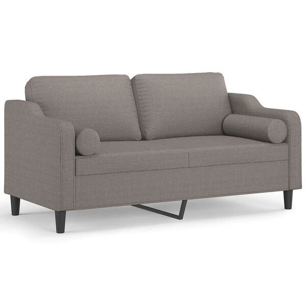vidaXL 2-personers sofa med pyntepuder 140 cm stof gr&aring;brun