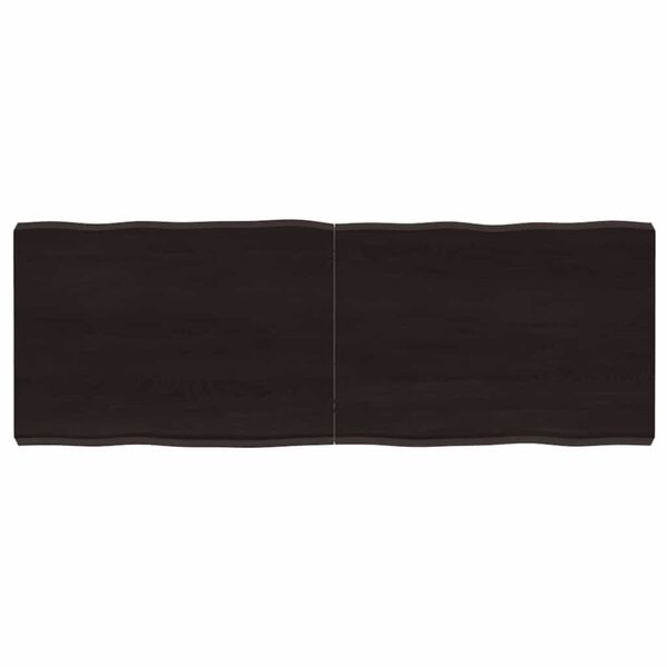 vidaXL bordplade 140x50x(2-6) cm naturlig kant behandlet tr&aelig; m&oslash;rkebrun